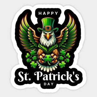 an eagle with green leprechaun hat - Happy st patricks day Sticker